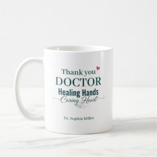 Thank You Doctor Healing Hands Caring Heart Custom Coffee Mug