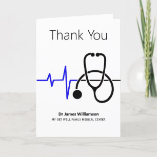 Thank You Doctor Heartbeat Stethoscope Card