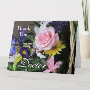 Thank You Doctor-Pink Rose Bouquet in Basket