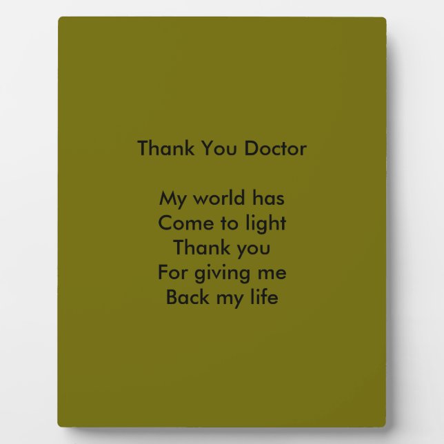 Thank you doctor plaque (Front)