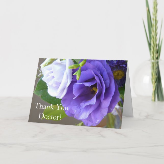Thank You Doctor-Pretty Purple Floral Card (Front)
