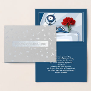 Thank You, Doctor. Red Carnation Luxury Foil Card