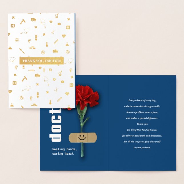 Thank You, Doctor. Red Carnation Luxury Foil Card (Display)