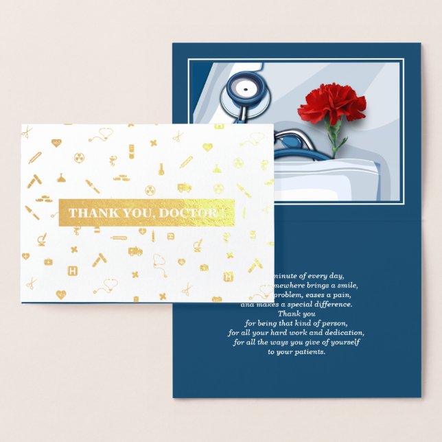 Thank You, Doctor. Red Carnation Luxury Foil Card (Display)