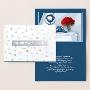 Thank You, Doctor. Red Carnation Luxury Foil Card