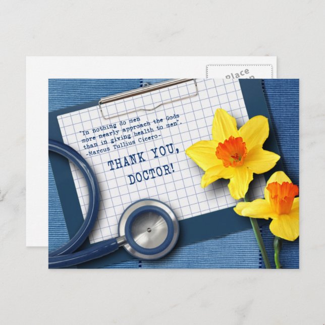 Thank You, Doctor.  Spring Daffodils Postcards (Front/Back)