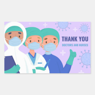 Thank You Doctors and Nurses Rectangular Sticker