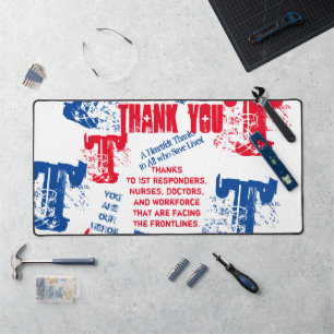 THANK YOU DOCTORS,NURSES AND FIRST RESPONDERS DESK MAT