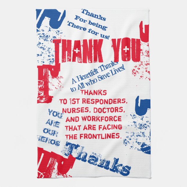 THANK YOU DOCTORS,NURSES AND FIRST RESPONDERS TEA TOWEL (Vertical)
