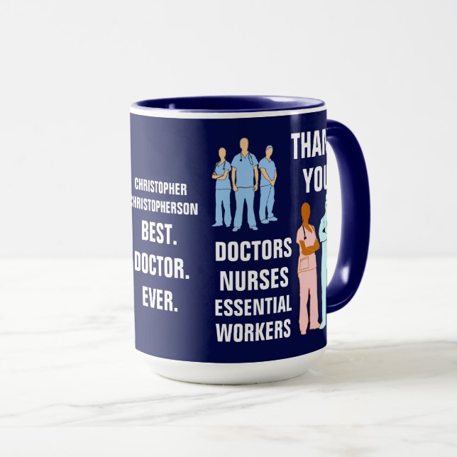 Thank You Doctors Nurses Essential Workers Mug (Front Right)