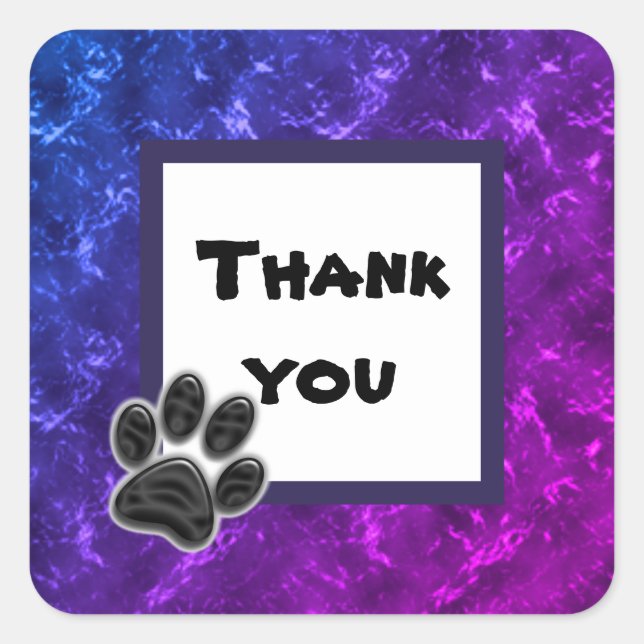 Thank You Dog Paw Print Vibrant Appreciation Square Sticker (Front)