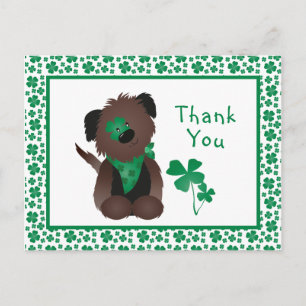 Thank You Dog Shamrock Green Postcard