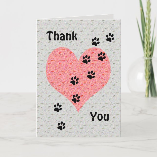 Thank You Dog Walker Heart with Paw Prints Card (Front)