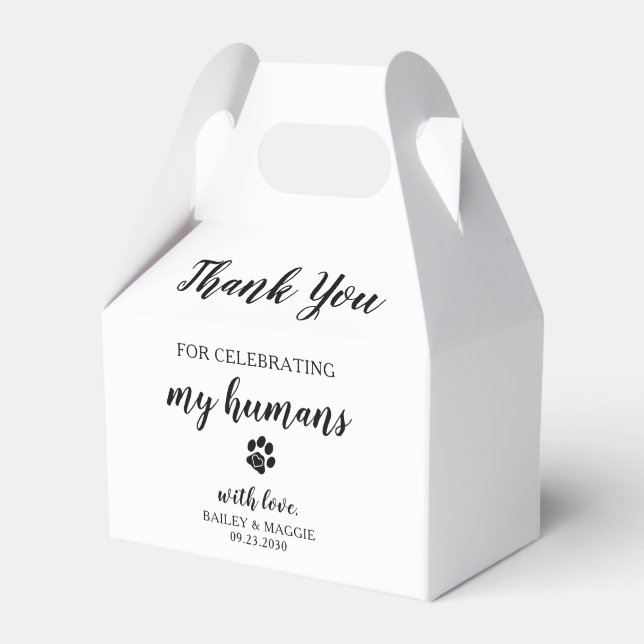 Thank You Doggie Bag Dog Treat Wedding Favour Box (Front Side)
