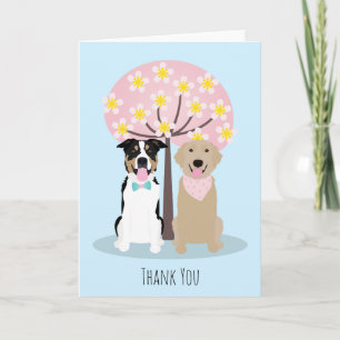 Thank You Dogs By Cherry Blossom Tree Card