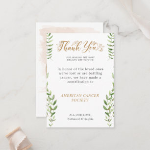 Thank You Donate To Charity Wedding Place Card