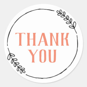 Thank You Doodle Wreath Classic Round Sticker