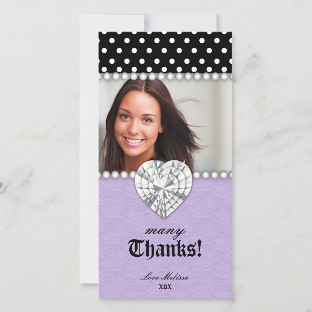 Thank You Dots Lace Pearls Jewel Sweet 16 Purple (Front)