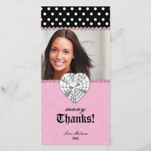 Thank You Dots Lace Pink Jewel Sweet 16 Card