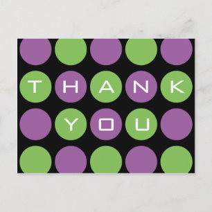 Thank You Dots on Black Postcard