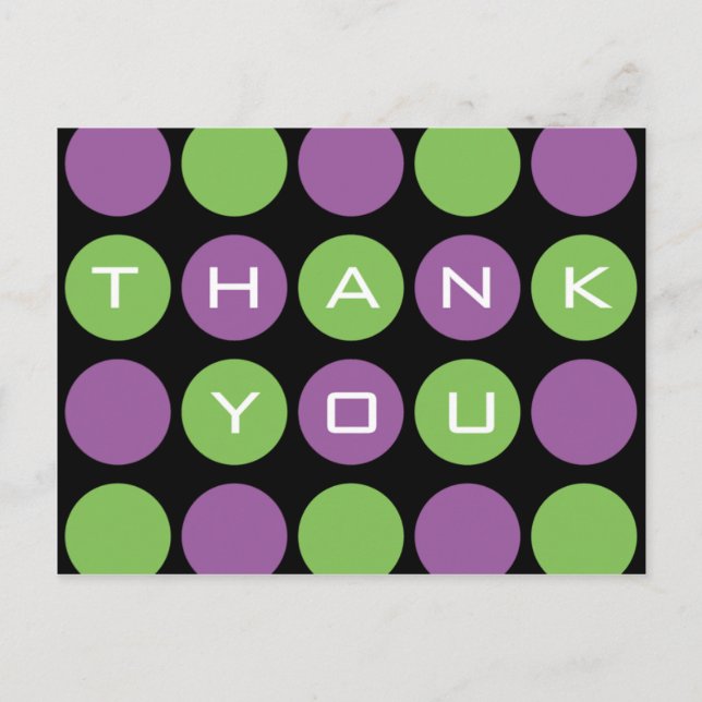 Thank You Dots on Black Postcard (Front)