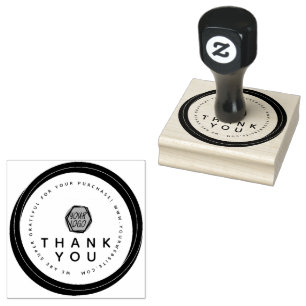 Thank You Double Circular Boutique Business Logo Rubber Stamp