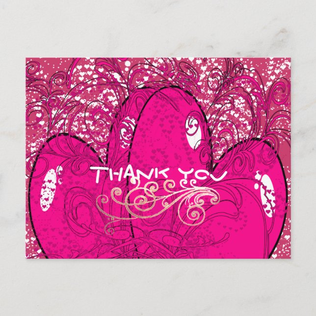 Thank You Double Hearts Postcard (Front)
