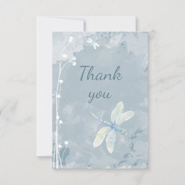 Thank You Dragonfly and White Garden Flowers (Front)