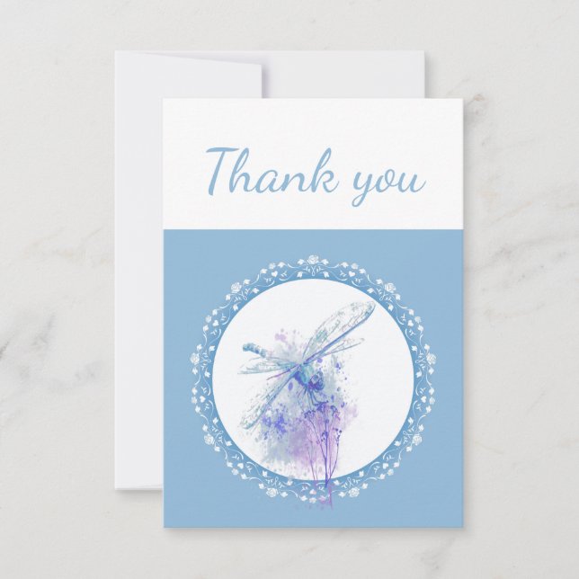 Thank You Dragonfly Watercolor Nature Art Card (Front)