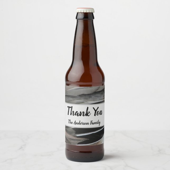 Thank You Duck Feather Photo Modern Appreciation Beer Bottle Label (Front)
