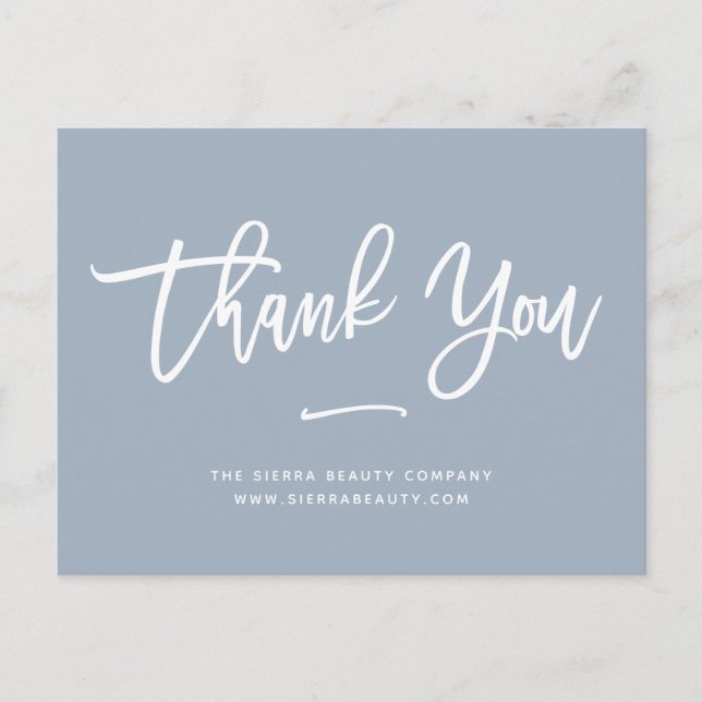 Thank You | Dusty Blue Retail Small Business Postcard (Front)