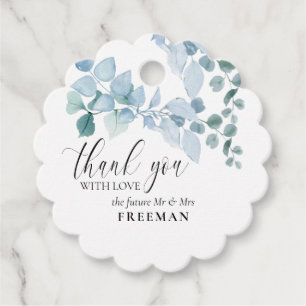 Thank You Dusty Eucalyptus Elegant Favour Tags