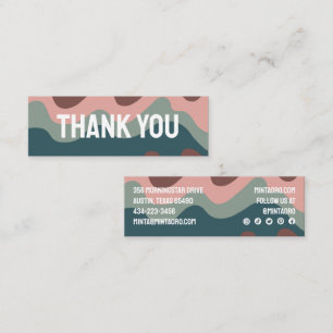 THANK YOU Earthy Wavy Stripes Social Icons Mini Business Card