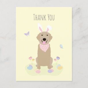 Thank You Easter Bunny Golden Retriever Postcard