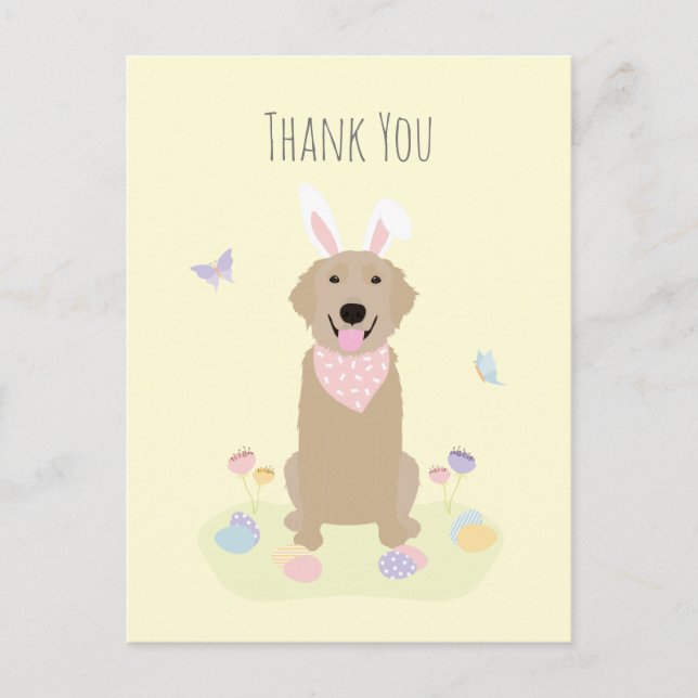 Thank You Easter Bunny Golden Retriever Postcard (Front)