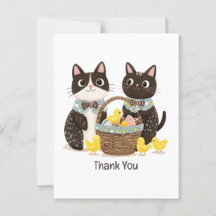 Thank You Easter Cats Easter Basket Baby Chicks Postcard