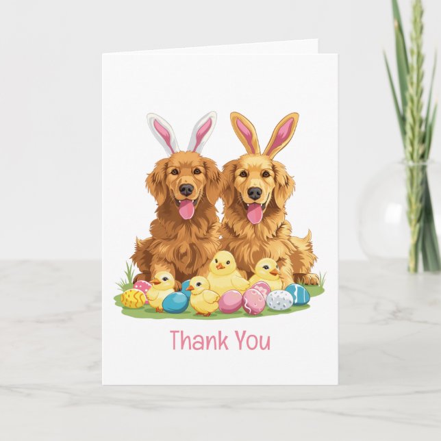 Thank You Easter Golden Retriever Dogs Bunny Ears (Front)