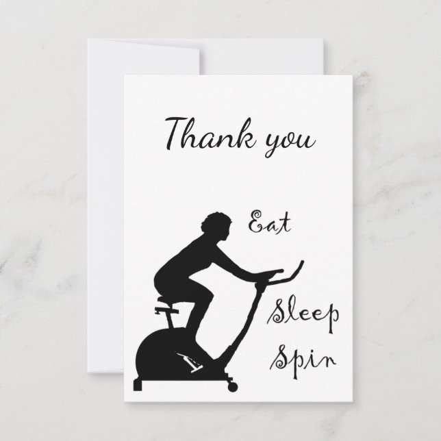 Thank You Eat Sleep Spin Class Biking Cycling Card (Front)