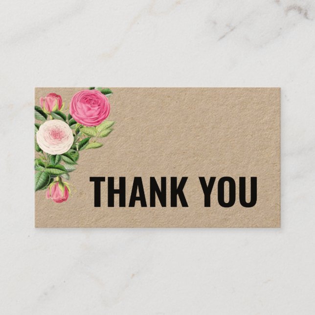 Thank you eco friendly handmade simple floral business card (Front)