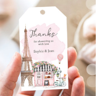 Thank You Eiffel Paris Parisian French Baby Shower Gift Tags