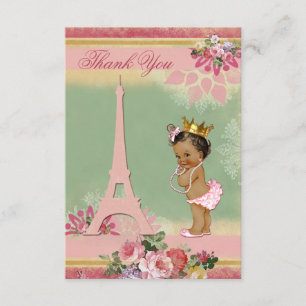 Thank You Eiffel Tower Ethnic Princess Baby Shower