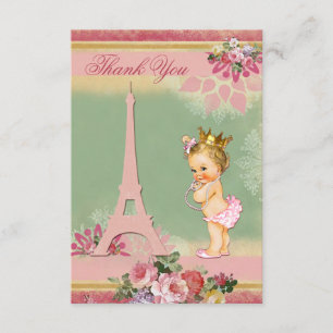 Thank You Eiffel Tower Princess Baby Shower Card
