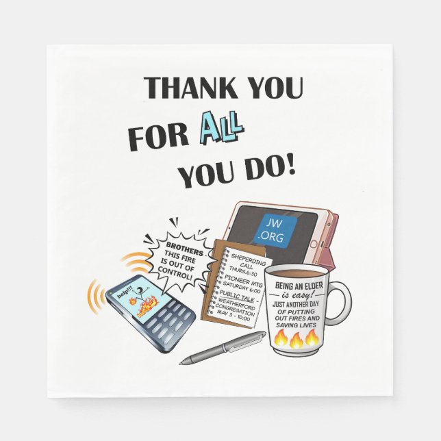 "Thank you Elders" (deserve double honor)  Napkin (Front)