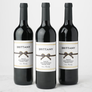 Thank you Elegant black and white Wine label