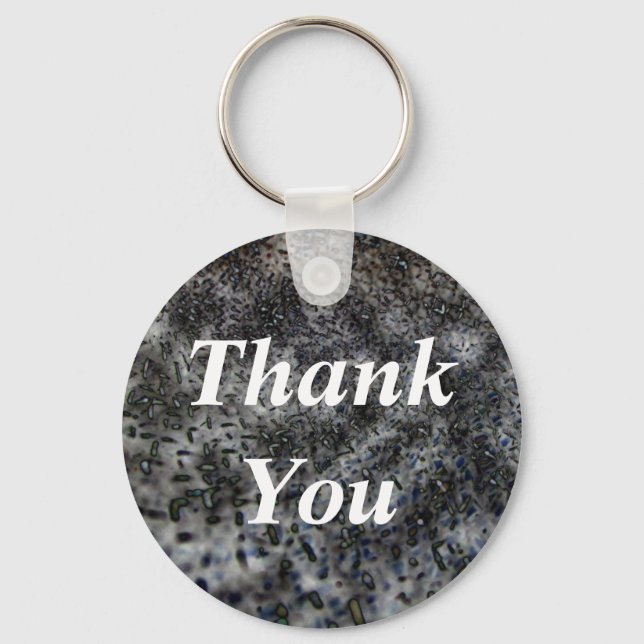 Thank You Elegant Black White Abstract Pattern Key Ring (Front)