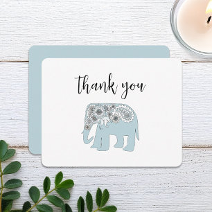 Thank You Elegant Blue Paisley Elephant