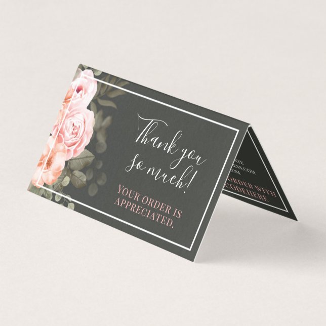 Thank You Elegant Blush Pink Floral Roses Card (Front)