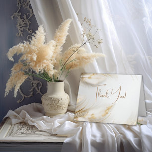 Thank You   Elegant Bohemian Floral Gold Pampas Card