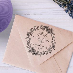 Thank You Elegant Botanical Shakespeare Quote Rubber Stamp