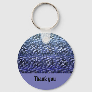 Thank You Elegant Bright Blue Mosaic Key Ring